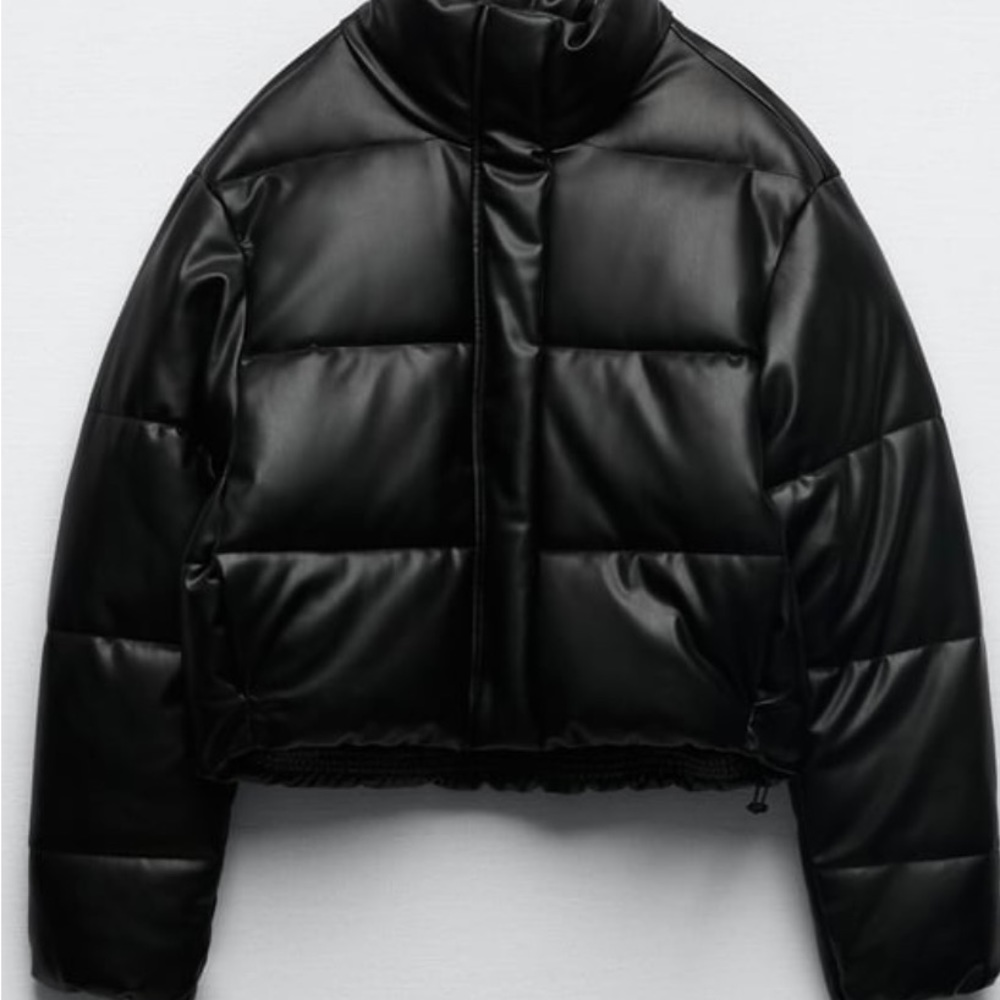 Zara Faux Leather Cropped Jacket Size Lrg